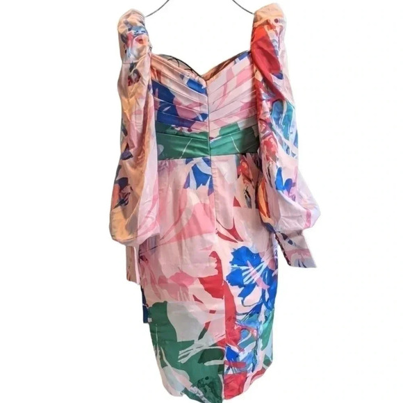 Mandira Wirk Multi Color Satin Printed Draped Dress - Picture 4 of 13